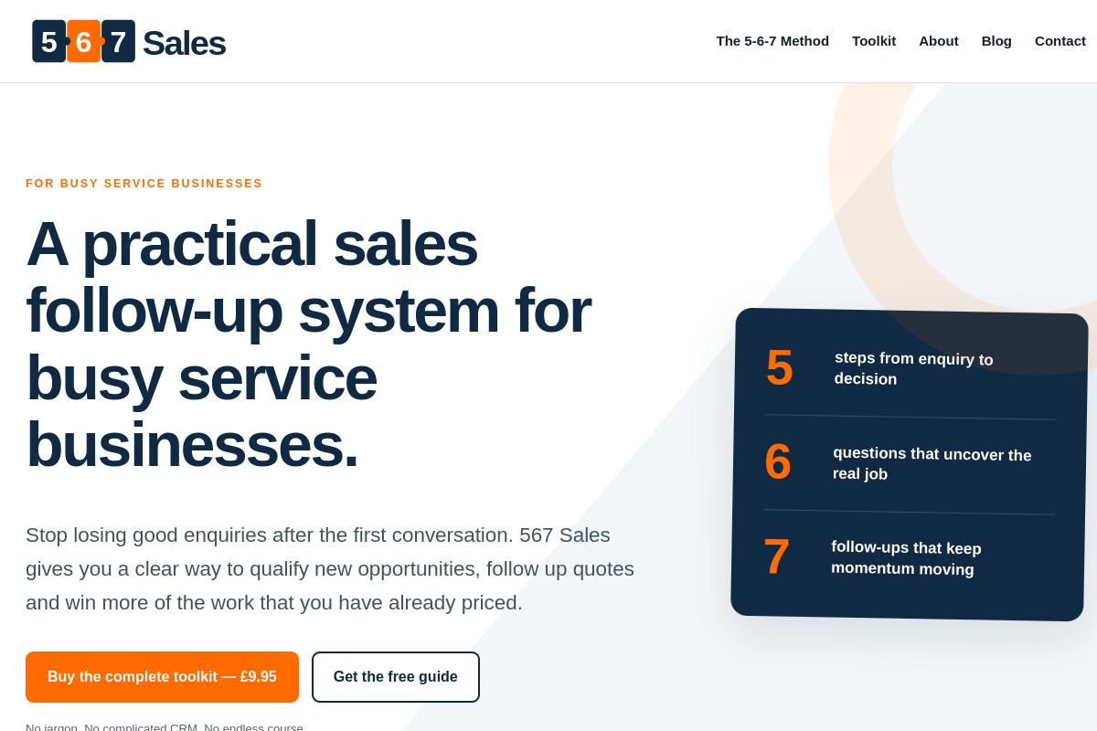 567 Sales website homepage
