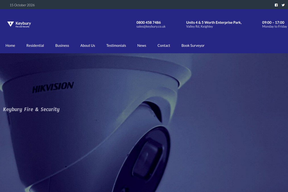 Keybury Fire & Security website homepage