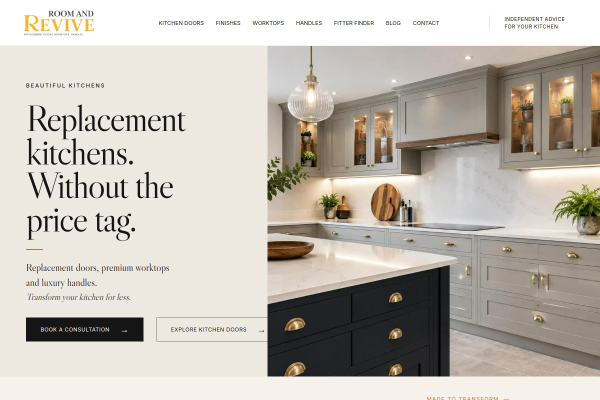 Room & Revive website homepage